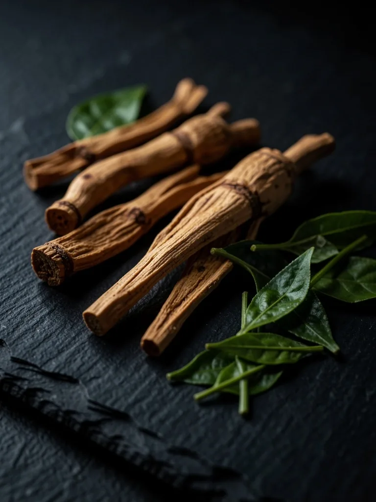 Botanical extracts on dark surface
