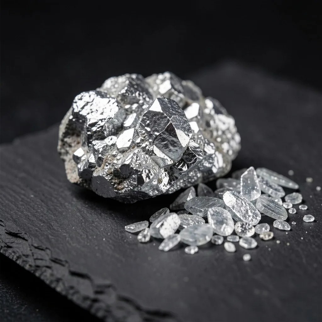 Zinc and magnesium mineral specimens in macro photography